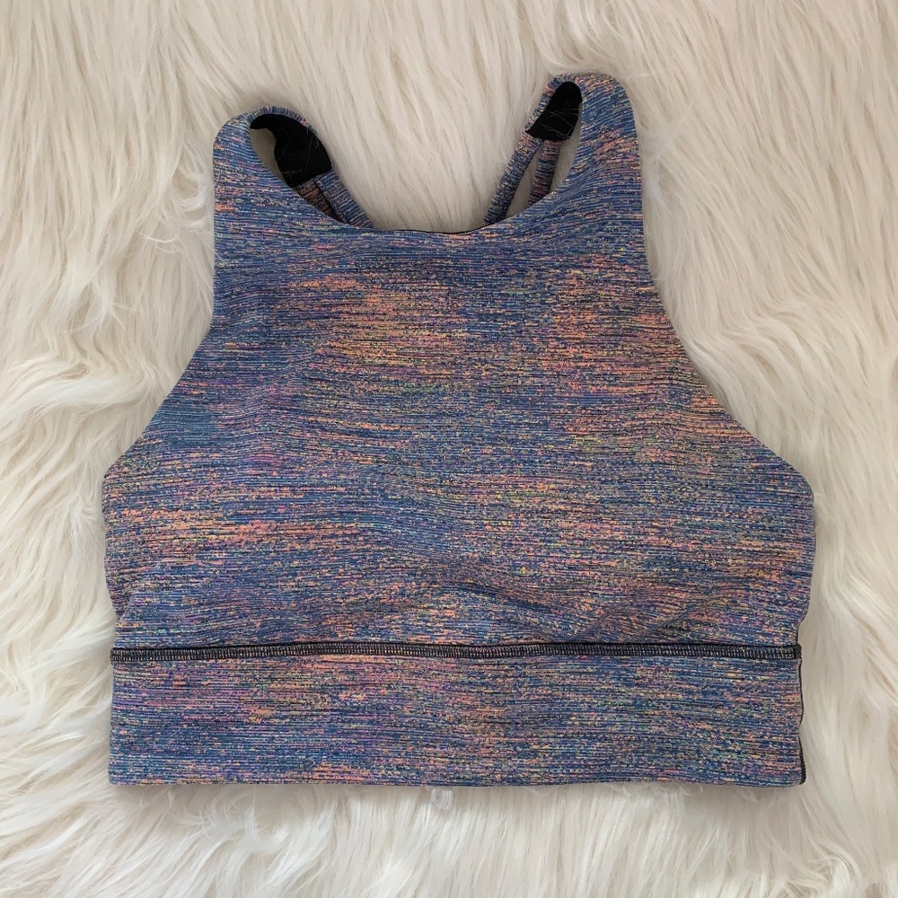 Lululemon High Neck Energy Bra Spectral Jacquard Size 8